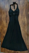JULIET Black Evening Dress Size Small Rhinestone Brooch Empire Waist Prom Formal