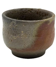 Ceramic Drinking Cup Handmade Irregular Shape Raku Japanese Marked Glazed Mate