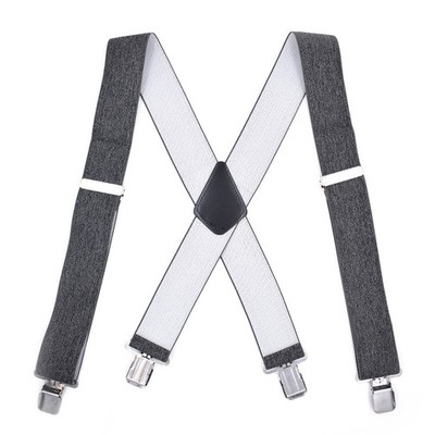 Erwachsene grau Hosenträger Herren 4-Clip Hosenträger 5cm breit Clip Träger strapazierfähig Anzug