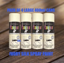 PACK OF 4 LARGE 400ml IVORY SILK  SPRAY PAINT