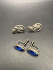 Two Pairs Of Vintage To Antique 8.8 Grams Sterling Silver Screw Back Earrings — photo 1