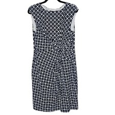 Ralph Lauren 16P Blue White Cocktail Dress Sheath Twist Office Career Nautical