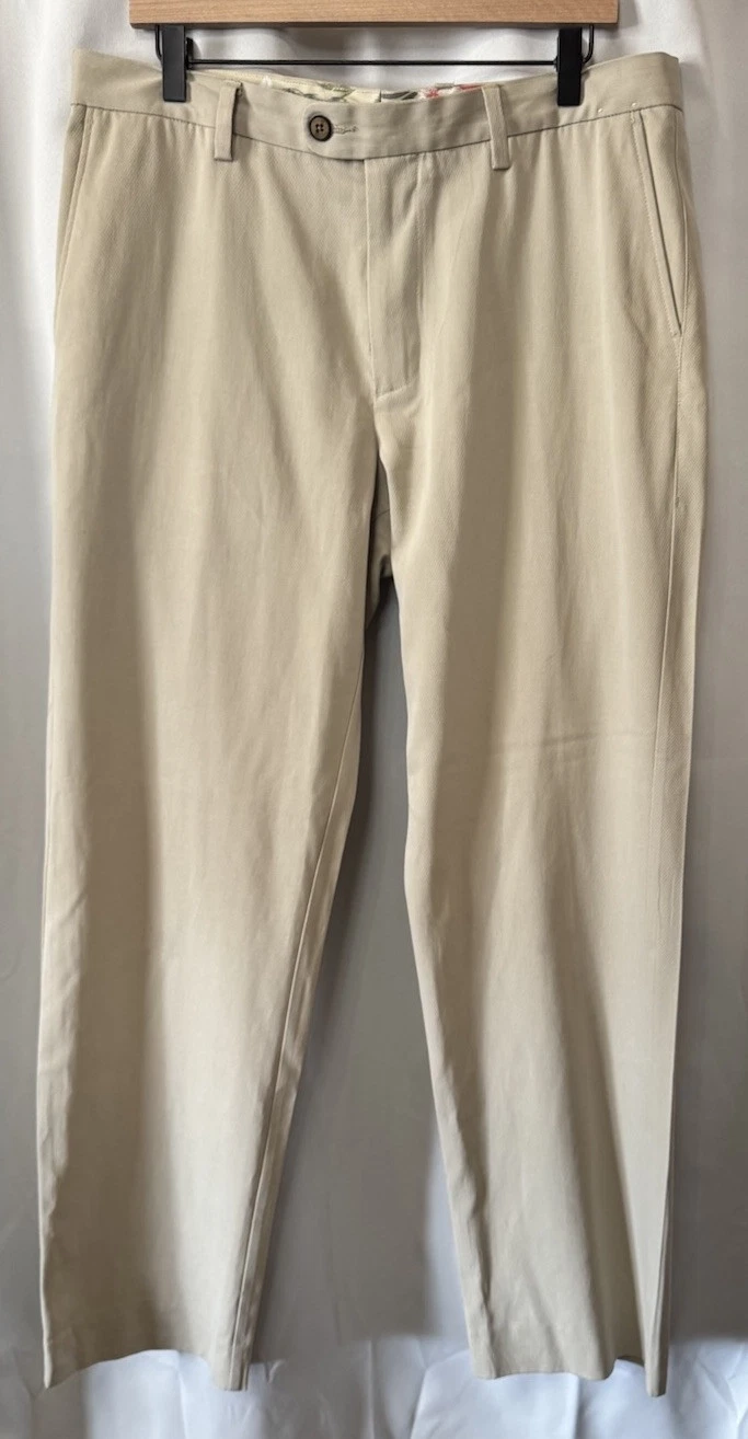 Tommy Bahama Pants Men’s 35 X 32 Silk Cotton Trousers Resort Straight Leg Khaki