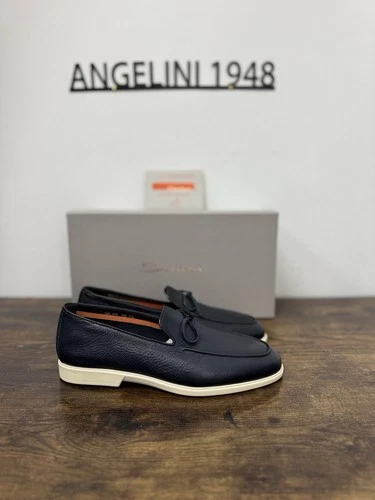 Santoni Luxury Santoni Men's Deer Leather Blue Summer Walk Loafer 40.5