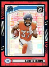 Audric Estime 2024 Donruss Optic Preview Red Pandora RC Denver Broncos