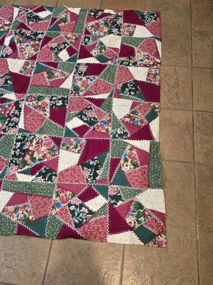 Hecho a mano acolchado Navidad vintage retazos algodón tiro 48 X 58 Foto 2 de 4