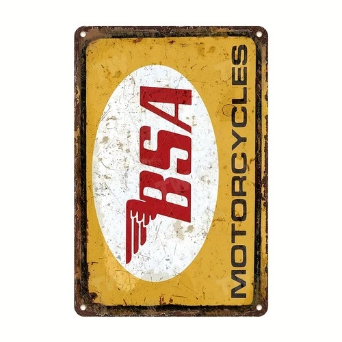 BSA Motorcycle Vintage Iron Hanging Tin Metal Signs Home Décor 8x12