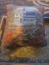 Throw Pillow Needlepoint Tapestry "Home"