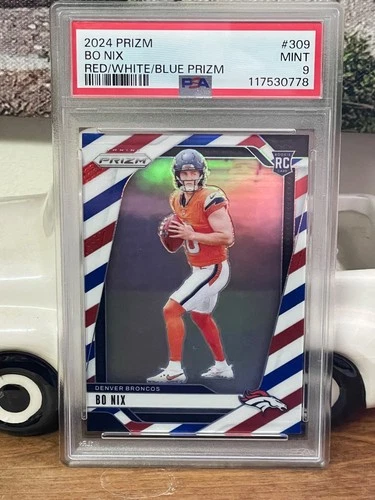 2024 Prizm Bo Nix RC PSA 9 Red/White/Blue #309