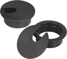 1-3/8" Black Desk Grommet, Plastic Cable Hole Cover Computer Table Cord Wire