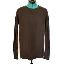 Athleta Brown Ribbed Knit Crew Neck Long Sleeve Sweater Women's Size S