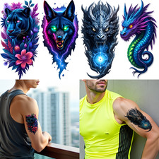 3pcs Temporary Tattoo Waterproof Long-lasting Body Stickers Panther Dragon