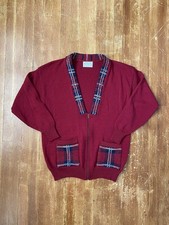 Vintage Pendleton Sweater Mens Medium Wool Cardigan Grandpa Pocket Preppy Plaid