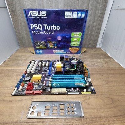 ASUS P5Q Turbo LGA775 Motherboard E8400 CPU 8GB DDR2 RAM I/O Shield Box