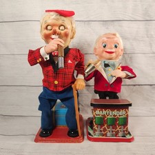 Vintage Nomura TN Japan Smoking McGregor & Charley Weaver Bartender Tin Toys Set