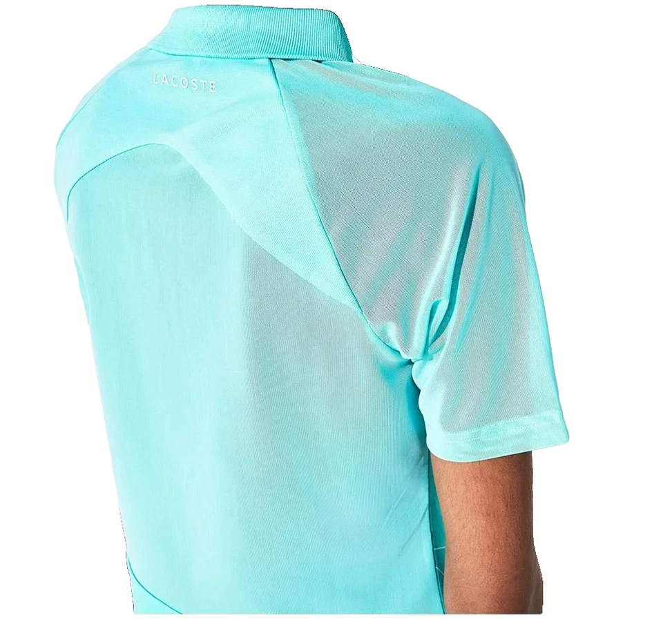 Lacoste Women's Ultra Dry Printed Zip Tennis Polo Turquoise Size EUR 38 - Image 2 of 4