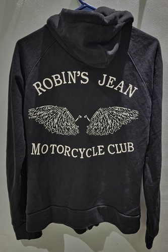 Robins Jeans Jacket Medium Black Zip Up 