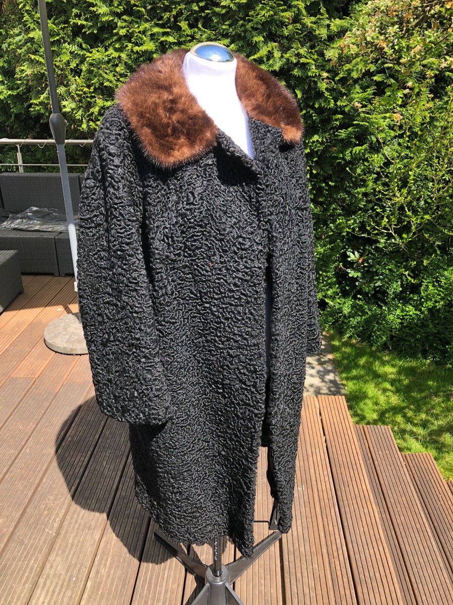Schöner Damen-Persianer Pelzmantel mit Nerzkragen, Vintage, 42