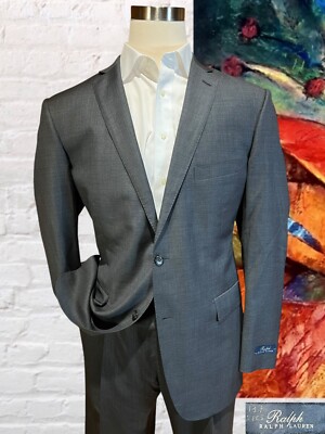 New Ralph Lauren Black Label 46L Gray Nailhead Blazer Sport Coat Suit Jacket
