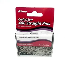 Allary Straight Sewing Pins w/ Case (Item# 324) - Qty 400 - Length 1-1/16" - NEW
