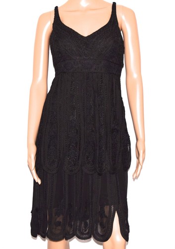 NWT Sue Wong Black Sleeveless Embroidered Lace Lined Flapper Dress Size 6 - Picture 2 of 16