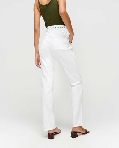 7 For All Mankind Women's Half Belted Paperbag Jeans Size 24 NWT Straight Leg - 第 2/10 張圖片