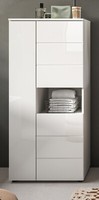 Bad Midischrank Weiß Hochglanz Badezimmer Schrank 3-TüRig 9 FäCher 60X131 Larik