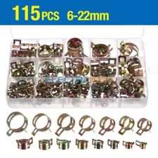 115X Hose Spring Clamps 6-22mm Fastener Fuel Water Line Pipe Air Tube Clips Kit