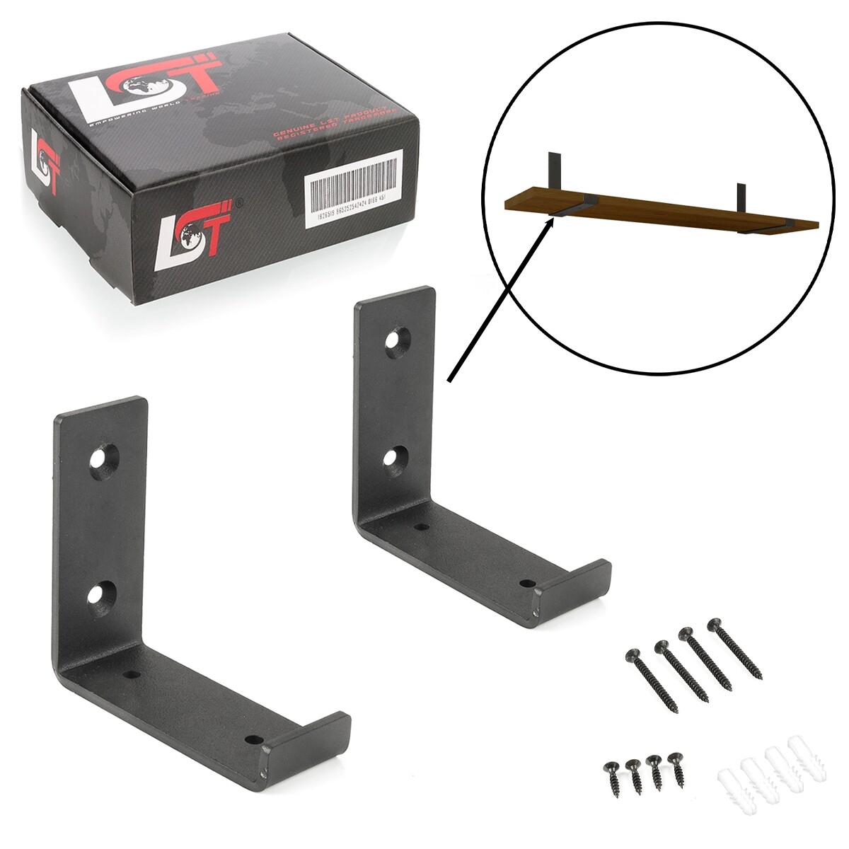 8x Shelf Bracket Set Shelf Angle Metal Heavy Duty Bracket 100mm Black