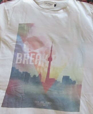 Weißes T-Shirt, Jack & Jones, ''Break Down'', Gr. S, Nwtg