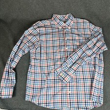 Johnnie O Hangin Out Button Down Shirt Mens XL Pink Blue Pastel Plaid Oxford