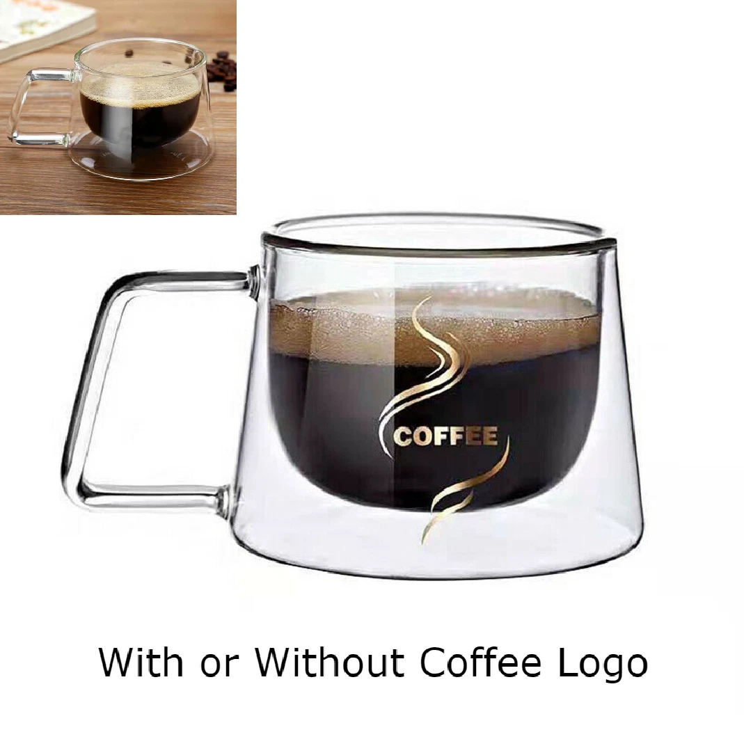 Double Wall Insulated Glass Coffee Glass Mug Tea Cup With Handle 200ml /  270ml