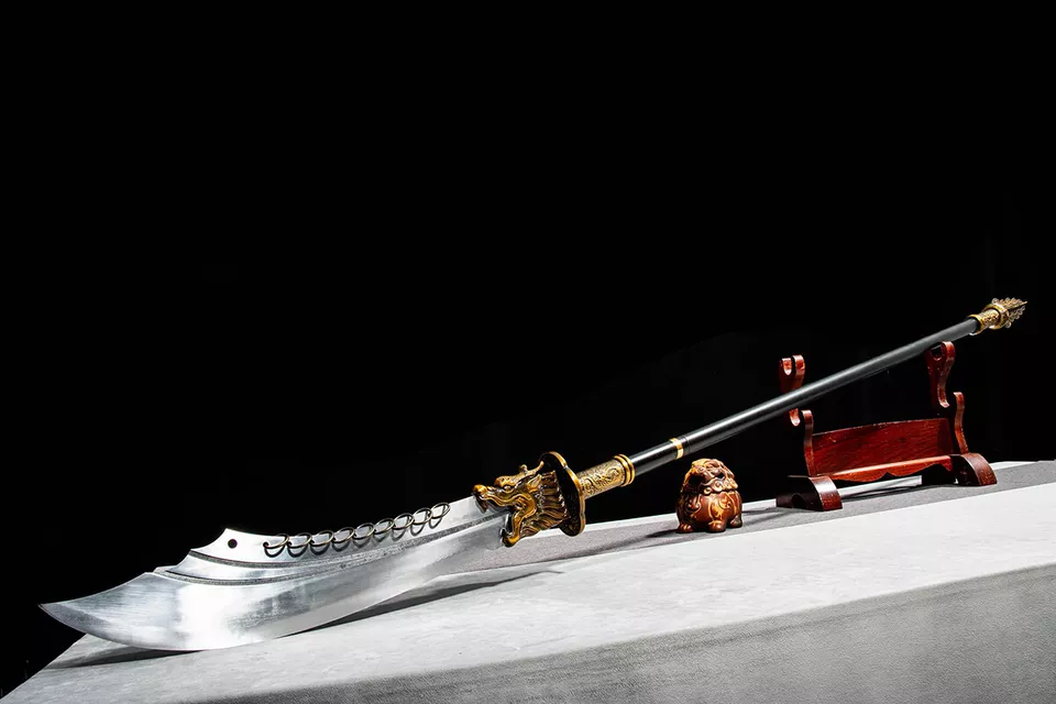 Chinese Kung Fu Big Dao Dragon Sword Nine-ring Broadsword Manganese Steel Blade - Image 2 of 4