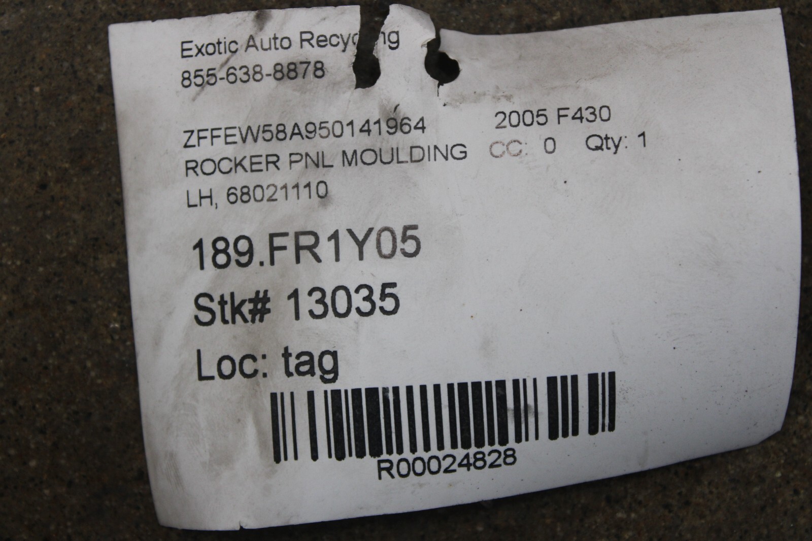 Ferrari F430, Coupe, Spider, LH, Rocker Panel, Silver, Dmg, Used, P/N 68021110