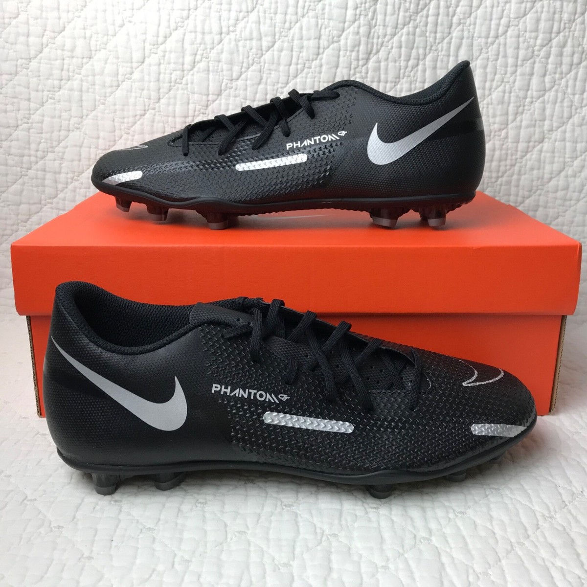 Nike Phantom GT2 Club FG/MG Soccer Cleats Men's SZ 9 Black/Silver