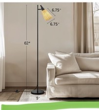 62" Modern Black Floor Lamp with Foot Switch Standing Tall Pole Lamps with Metal