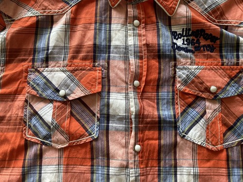 Rolling Paper Snap Button Shirt - Orange/Black/White - XXXXL - 第 2/6 張圖片