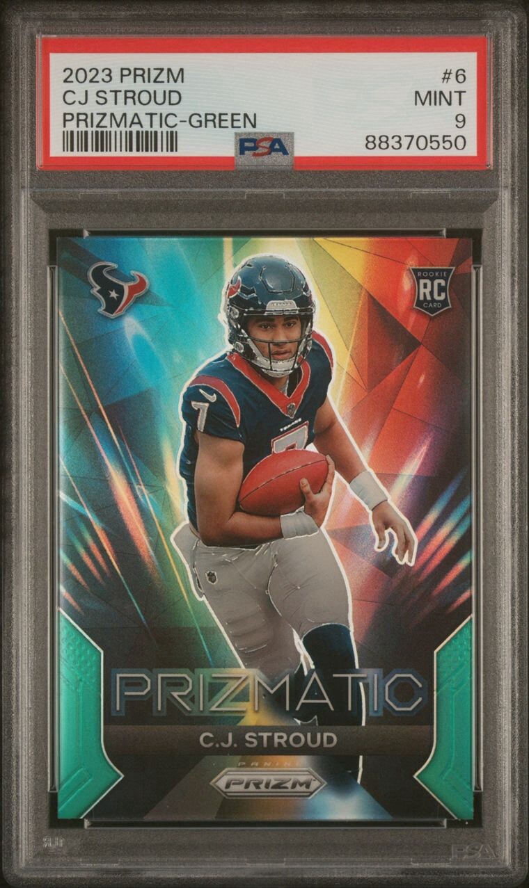CJ Stroud 2023 Panini Prizm Prizmatic Green Prizm Rookie Card #6 PSA 9 Mint