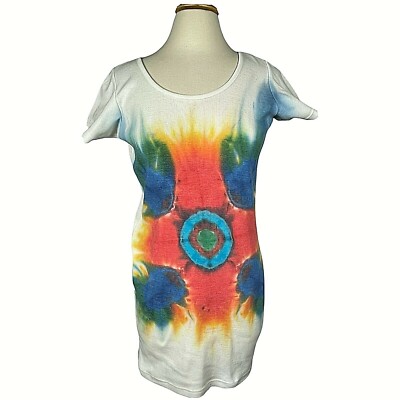 Hand Tie & Dyed Recycled knit dress short sleeve Knit Fitted dress sz. S | eBay Hand Tie & Dyed Recycled knit dress short sleeve Knit Fitted dress sz. S | eBay