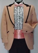 ORANGE BLACK VELVET TUX JACKET or 4pc RETRO LORD WEST TUXEDO VINTAGE MENS PROM