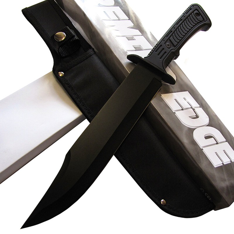 Premier Edge 15" BLACK TECH BOWIE Hunting Knife w/Sheath - Massive Tough Durable