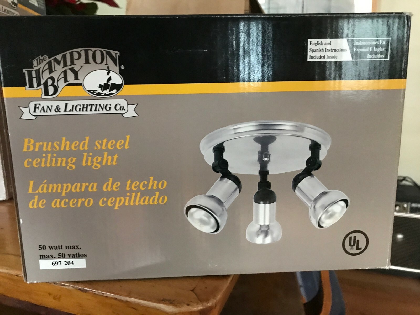 Hampton Bay Brushed Steel Ceiling Light 3 Lights For Sale Online