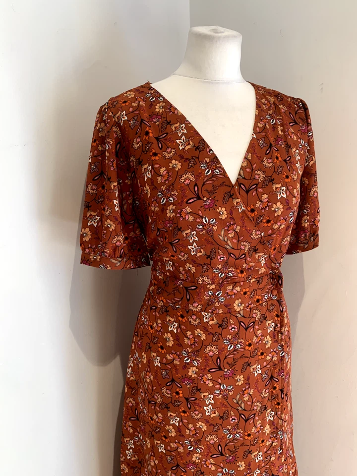 Nanette Lepore midi платье США 10 Великобритании 12 14 VGC узор печать надежном оборки цветочный - Изображение 4 из 4