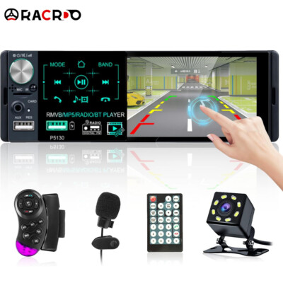 Autoradio mit RDS 1 DIN 4.1'' Touchscreen AM/FM Bluetooth USB MIC+Rückfahrkamera