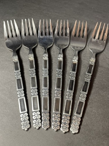 Oneida Community Madrid Black 34 Piece Set With Original Tray Vintage - Picture 17 of 23
