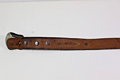 Vintage Signed Don Ricardo Silver Tooled Leather Cowboy Belt  display picture 1