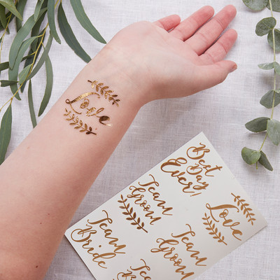 12 Temporäre Hochzeitstattoos Gold Team Bride Team Groom Best Day Ever Love