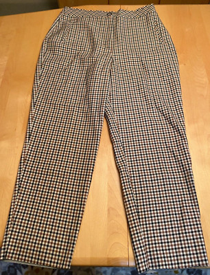 Topshop Women's Houndstooth LINED Trousers BROWN Black/White Size UK:12 US:8