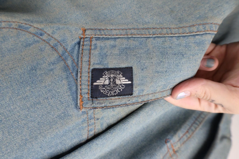 Vintage 80s Dockers x Levis Mens Medium Distressed Leather Collar Denim Jacket - Image 4 of 4