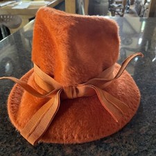 Vintage Women s Hat Fedora Martelle West Germany Orange 70 s Felt